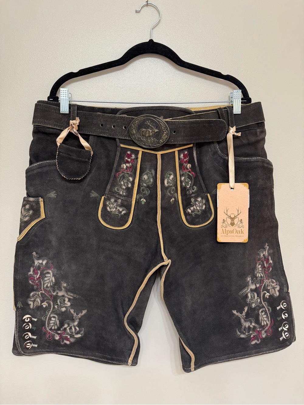 Alps Oak Genuine Leather Lederhosen Men’s 38 EU 54 Oktoberfest Bavarian NWT